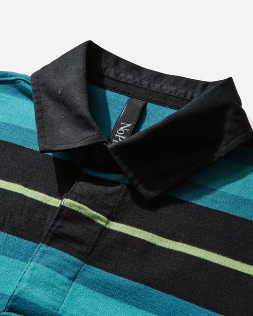 No Problemo Blue Striped Longsleeve Rugby Shirt Aqua for men