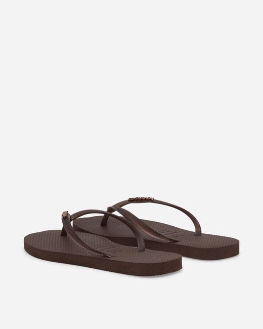Havaianas Brown S Slim Split Flip Flops Dark