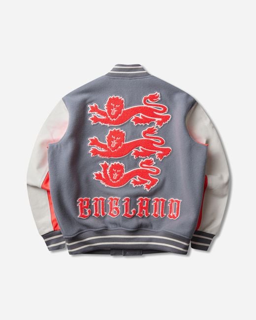 Nike Gray England X Palace Varsity Jacket Cool Bright Crimson for men