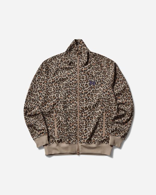 Needles Brown Men S Poly Jacquard Track Jacket Leopard for men