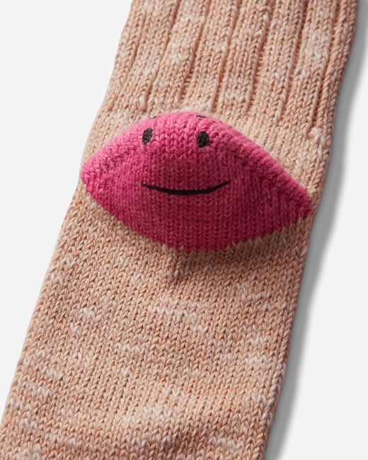 Kapital White 60 Yarns Ivy Rainbowy Happy Heel-hold Socks Orange / Pink for men