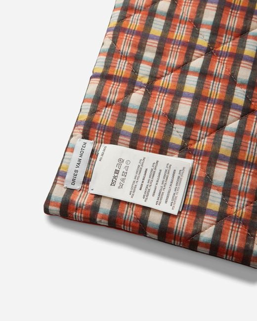 Dries Van Noten Red Patchwork Jacquard Scarf for men
