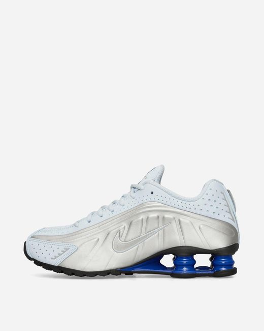 Nike White Women S Shox R4 Sneakers Blue Tint / Metallic Silver