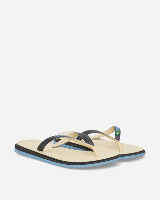 Havaianas White Brasil Twist Flip Flops Buttercream for men