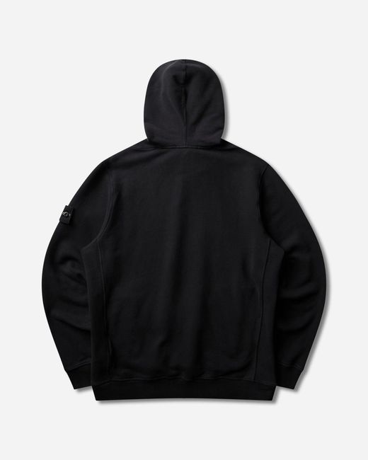 Stone Island Black Organic Cotton Fleece Hoodie for men