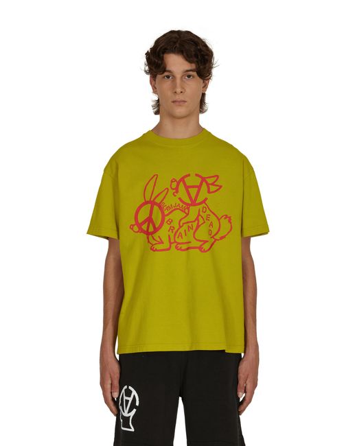 Brain Dead Green Slam Jam Anarchy Bunny Love T-shirt for men