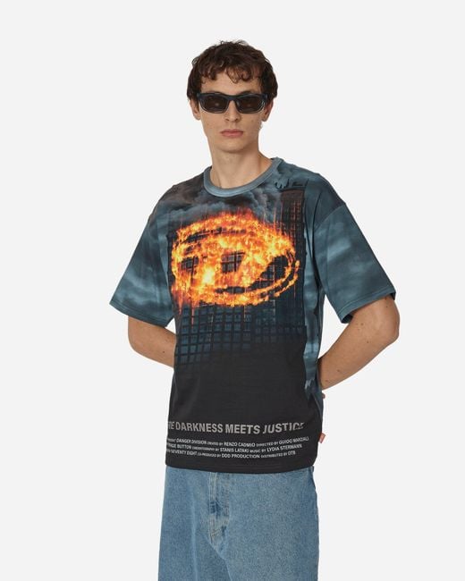 DIESEL Blue Burning Oval D T-shirt for men