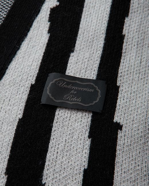 Undercover Men S Jacquard Wool Cardigan Black Stripe for men