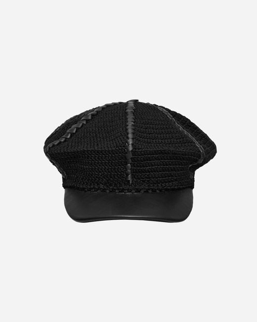 SSU Black Ursa Leather Lace Bakerboy Cap