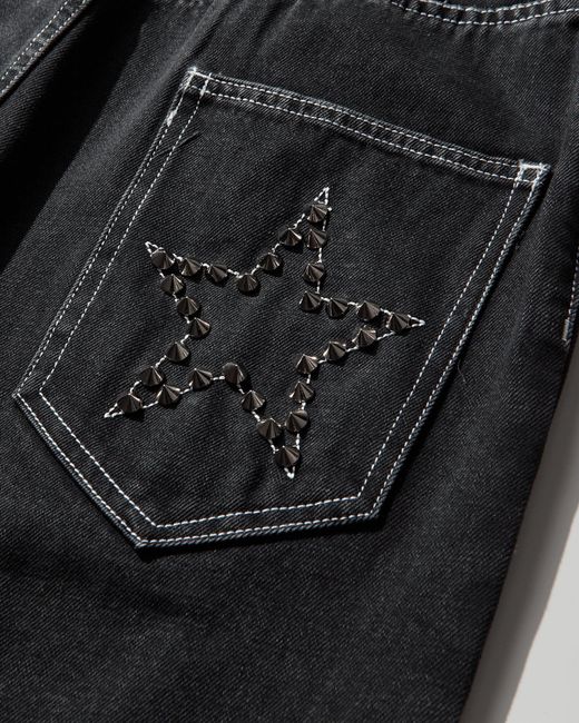 Nii HAI Black S Studs Baggy Jeans Wash