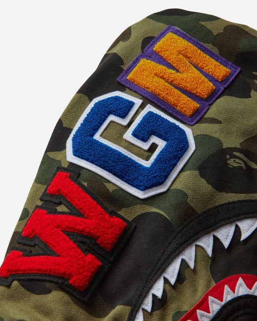 A Bathing Ape Green S 1St Camo Shark Full Zip Hoodie for men