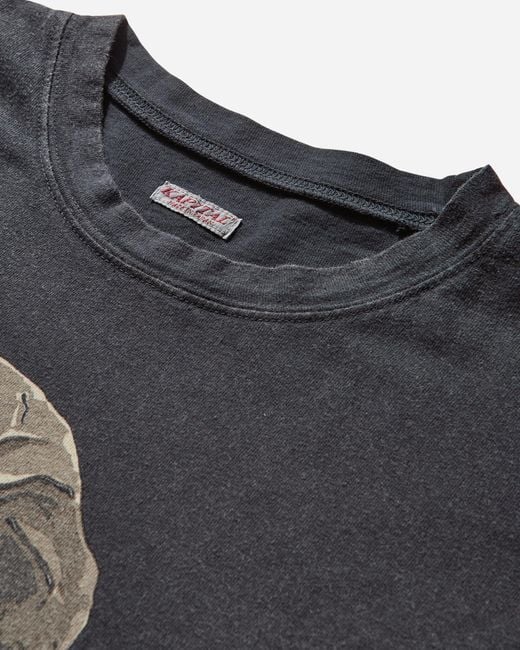 Kapital Black Men S 20/-jersey Crew T-shirt (peckish Rain Skull) for men