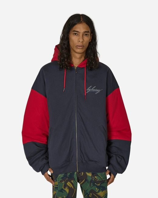 Martine Rose Quilted Zip Up Hoodie in Red for Men Lyst UK