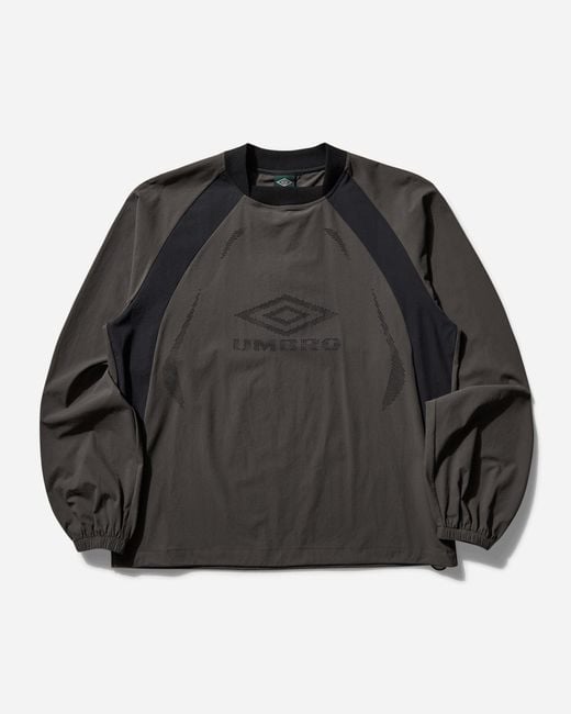 Umbro Men S Lasered Nylon Crewneck Top Grey / Black for men