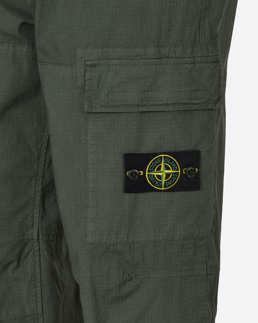 Stone Island Green Loose Fit Cargo Pants Musk for men