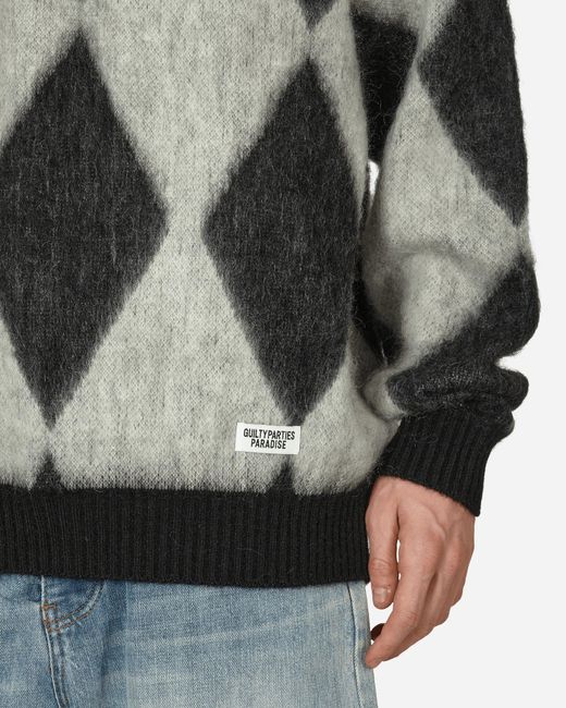 Wacko Maria Diamond Mohair Crewneck Sweater in Gray for Men | Lyst