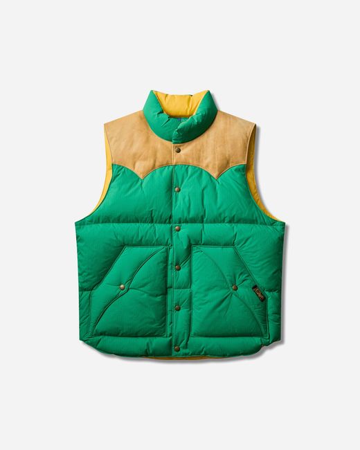 Polo Ralph Lauren Green S Leather-Yoke Down Waistcoat Stem for men
