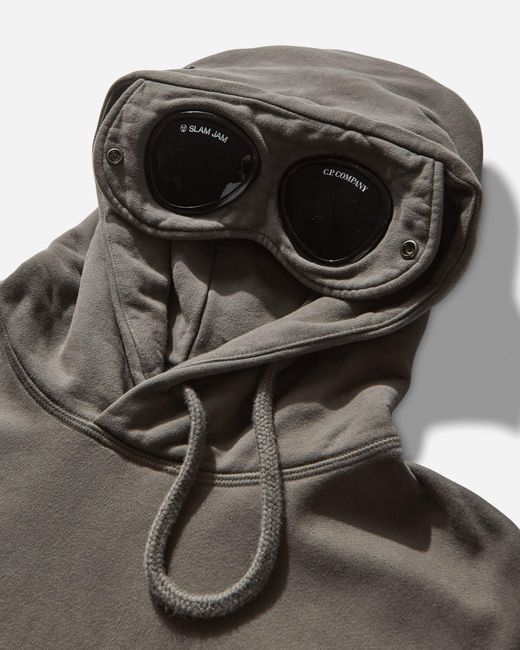 C P Company Gray Slam Jam Diagonal Fleece Brushed goggle Hoodie for men