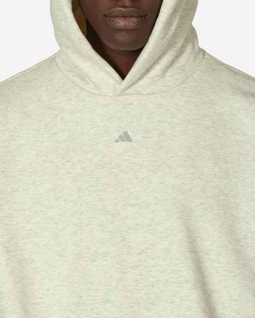 Adidas Natural Basketball Hooded Sweatshirt Cream for men