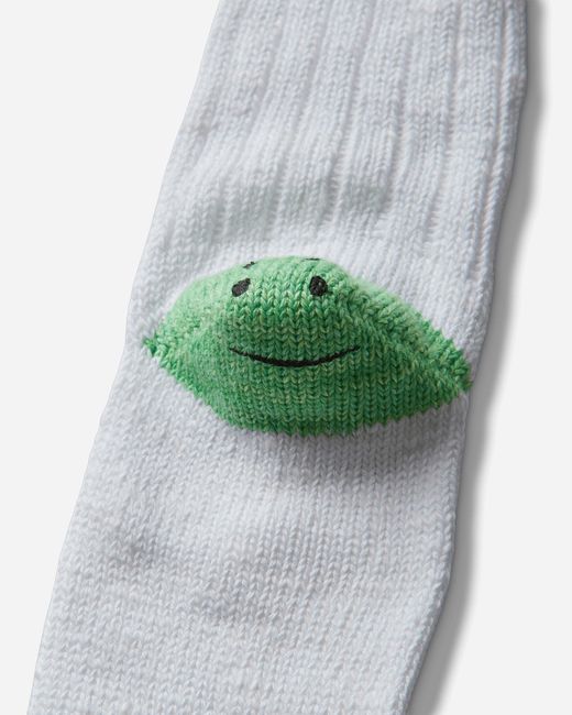 Kapital White 60 Yarns Ivy Rainbowy Happy Heel-hold Socks / Green for men