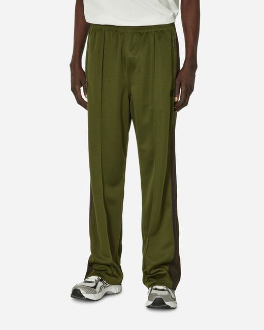 Needles Green Poly Smooth Track Pants Olive for men