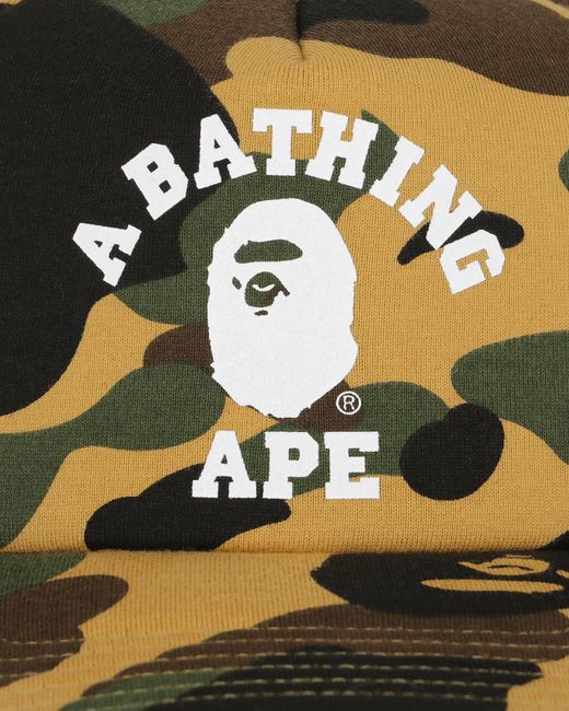 A Bathing Ape Yellow 1st Camo College Mesh Cap for men