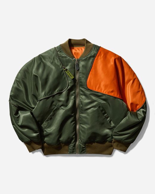 Kapital Green S Ma-1 Nylon Sham Bomber Jacket Khaki for men