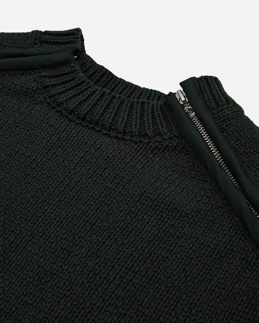 Oamc Peacemaker Black Shoulder Zip Knit Sweater Dark for men