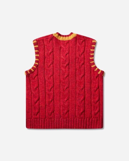 ERL Red Cable Knit Vest for men
