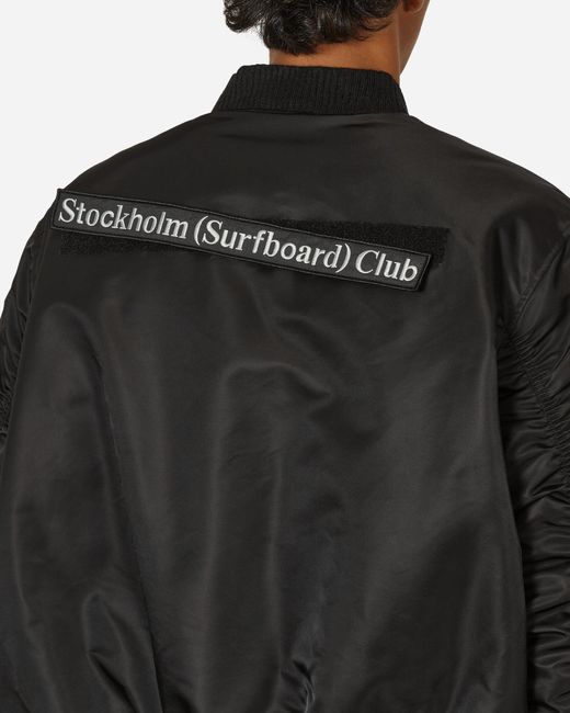 Stockholm Surfboard Club Black Nylon Bomber Jacket for men