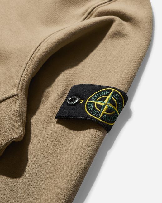 Stone Island Metallic Brushed Organic Cotton Fleece Zip Up Hoodie Biscuit for men