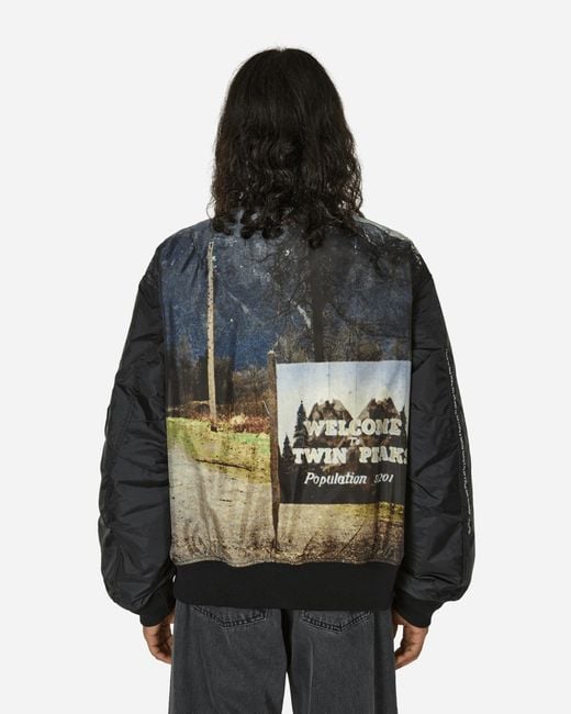 Undercover Black Twin Peaks Nylon Ma-1 Jacket for men