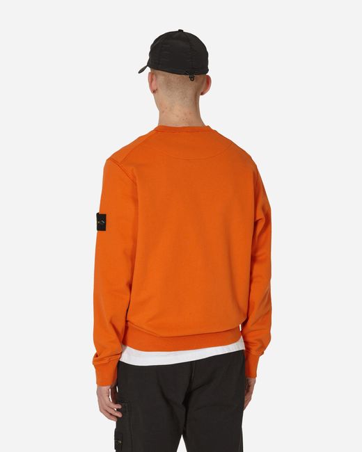 Stone Island Orange Garment Dyed Crewneck Sweatshirt for men