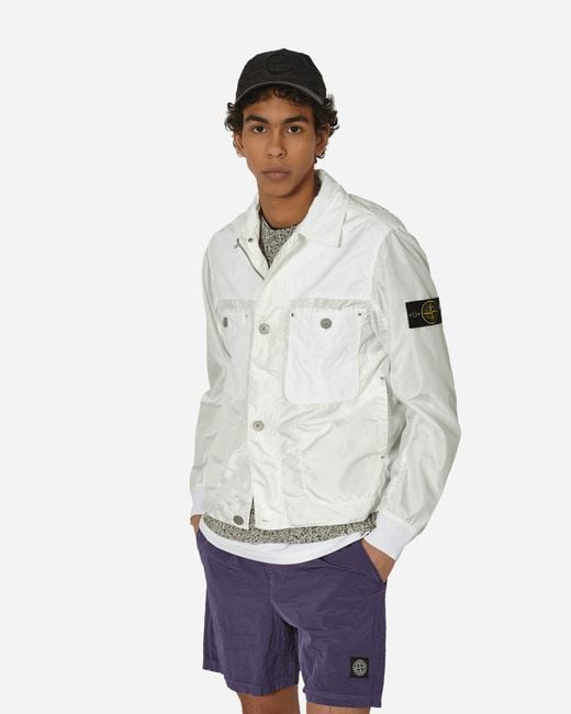 Stone Island White Polyester Tela David Light-tc Jacket for men