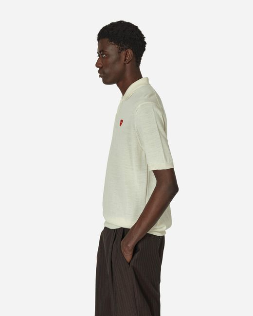 COMME DES GARÇONS PLAY Natural Red Heart Polo Sweater Off for men