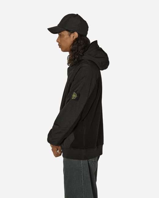 Stone Island Black Cotton Pile Nylon-tc Hooded Sweatshirt for men