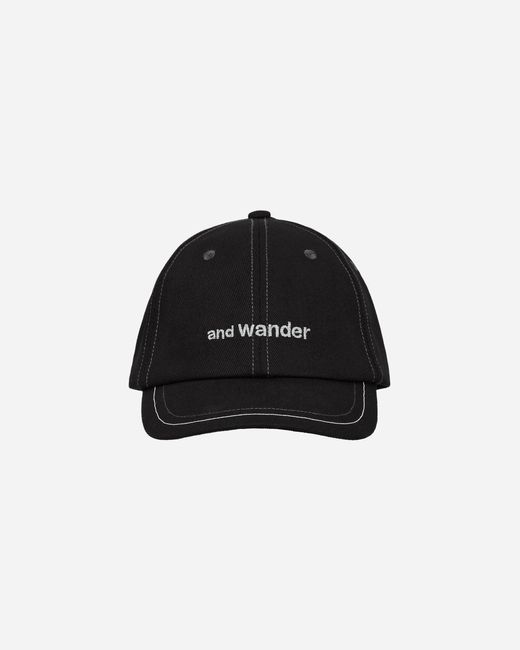 And Wander Black Cotton Twill Cap for men