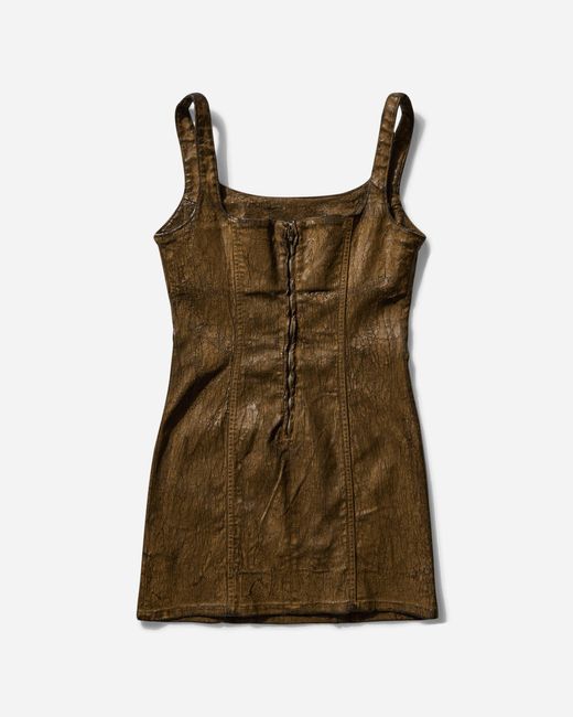 Guess Brown Women S Crackle Denim Dress Dark Earth
