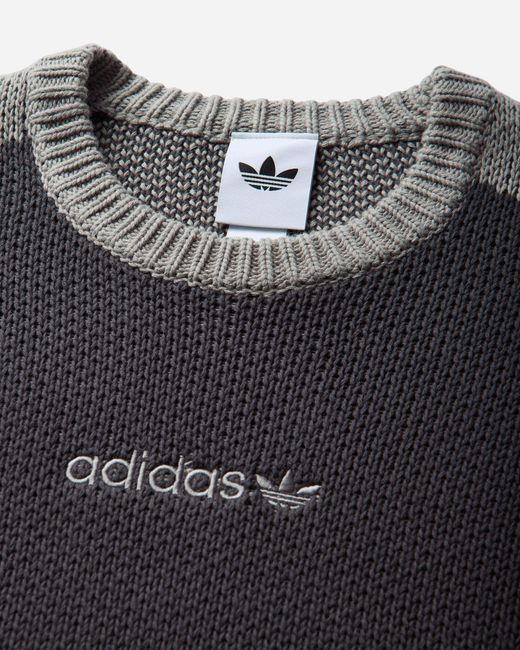 Adidas Gray Men S Munich 93 Crewneck Sweater Silver Pebble / Utility Black for men