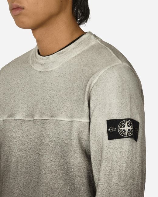 Stone Island Gray Panama Recycled Oxide Plating Garment Dyed Cewneck Sweatshirt Lead for men