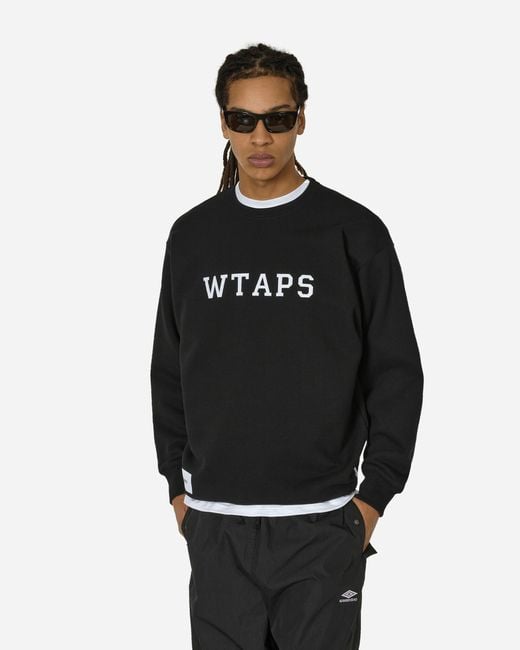 (w)taps Black Academy Crewneck Sweatshirt for men