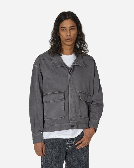 Cav Empt Gray Overdye Brushed Cotton Button Jacket Charcoal for men