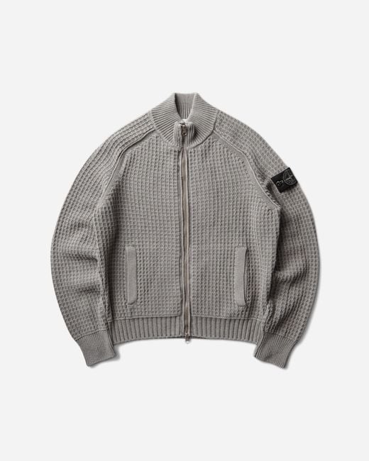 Stone Island Gray S Mineral Dyed Zip-Up Cardigan for men
