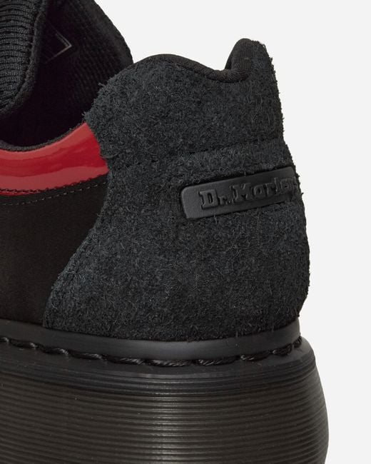 Dr. Martens Black S Buzz Strap Satin Lux High Gloss Patent Loafers Scarlet