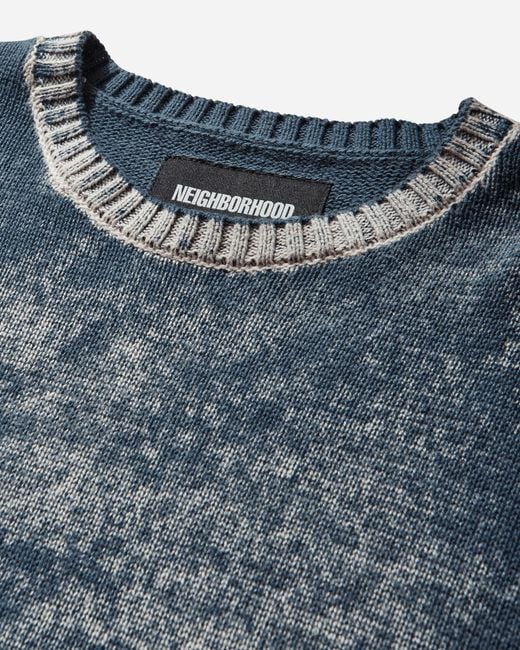 Neighborhood Blue S Pigment Bleed Crewneck Sweater for men