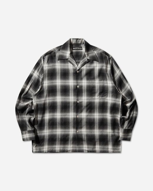 Wacko Maria Gray S Ombre Check Open Collar Longsleeve Shirt (Type-1) for men