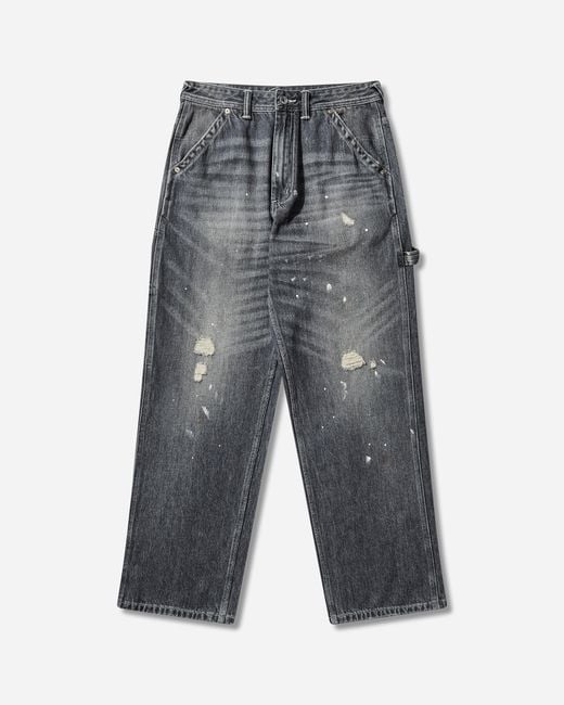 Evisu Gray Vintage Patchwork Denim Pants for men