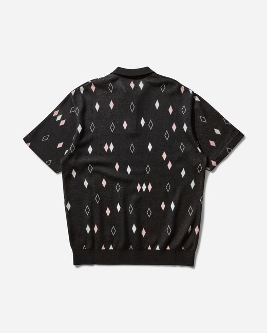 Wacko Maria Black Men S Diamond Knit Polo Shirt for men