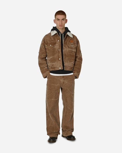Acne Natural Patch Canvas Trousers Toffee Brown for men