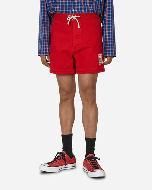 Stockholm Surfboard Club Red Cotton Twill Shorts for men
